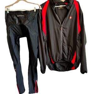 Qualidyne Men's Cycling Padded Pants And Matching Jacket Running Set LARGE